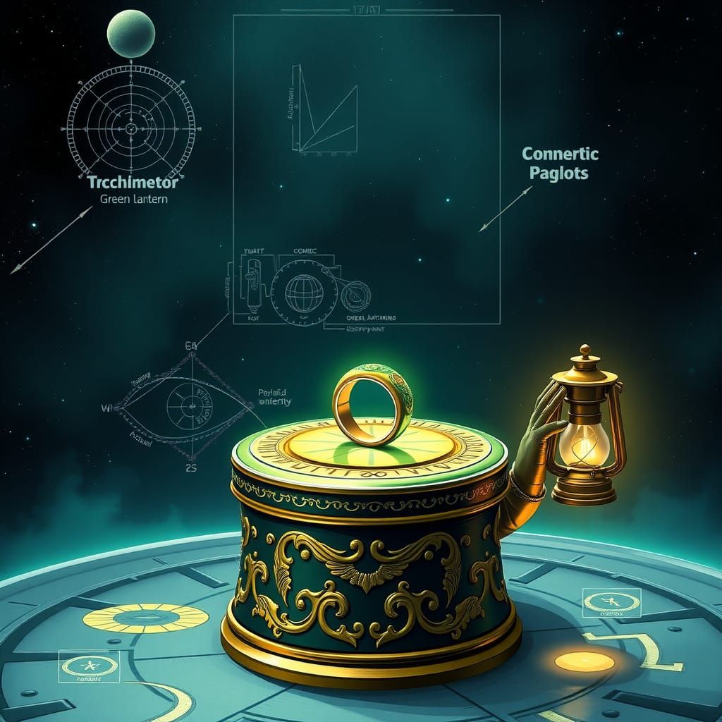 Green Lantern Ring Rests on Pedestal in Cosmic Space