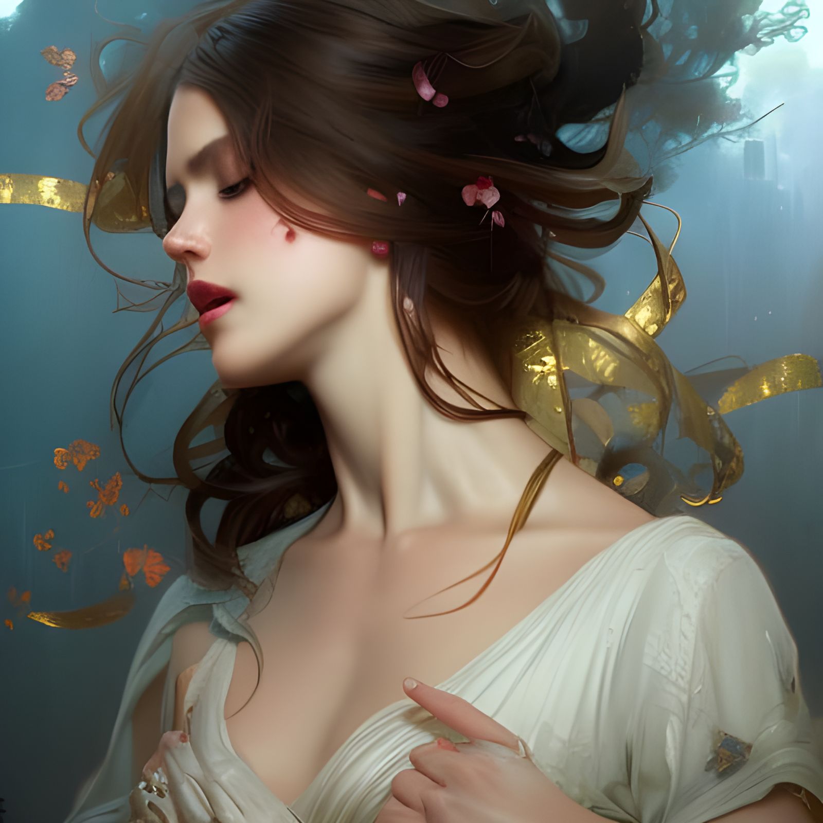 Passionate Kiss: Elegant Fantasy Art Portrait