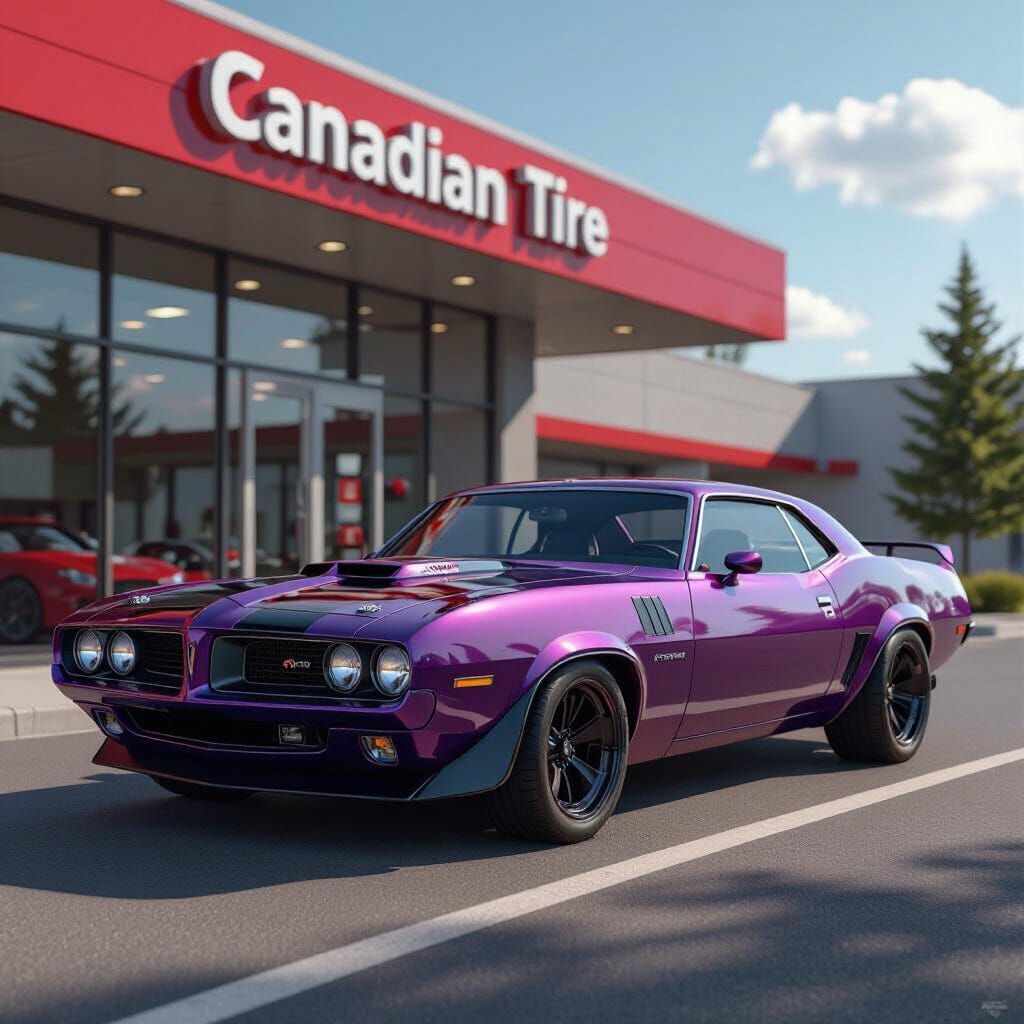 Plum Crazy Purple Pontiac Barracuda in Hyperrealism