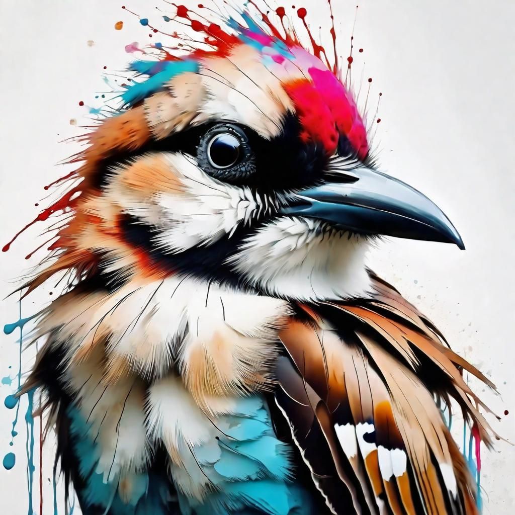 Adorable Bird Inkblot Drawing with Reflective Eyes