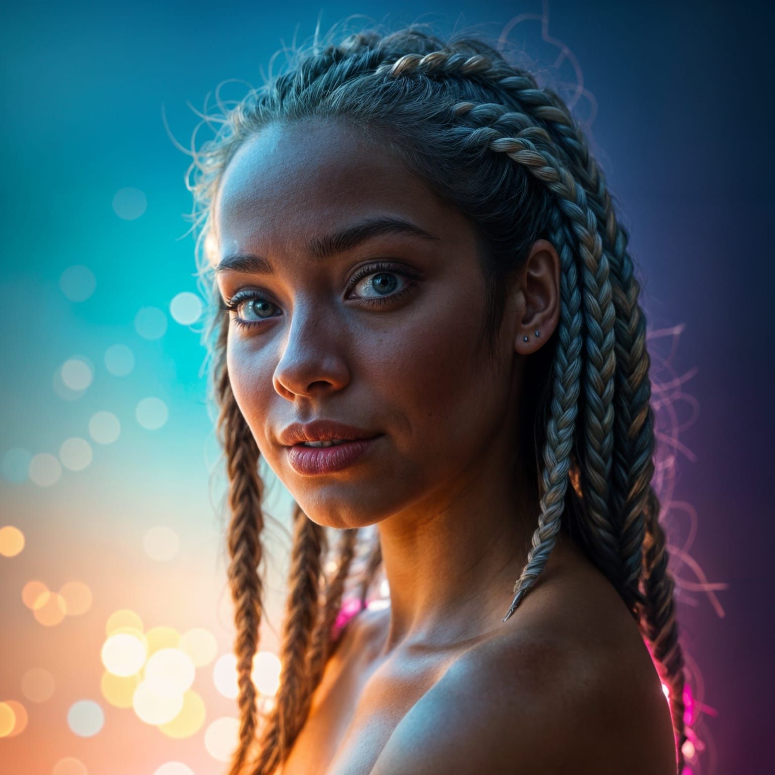 Vibrant Goddess in Rainbow Hair