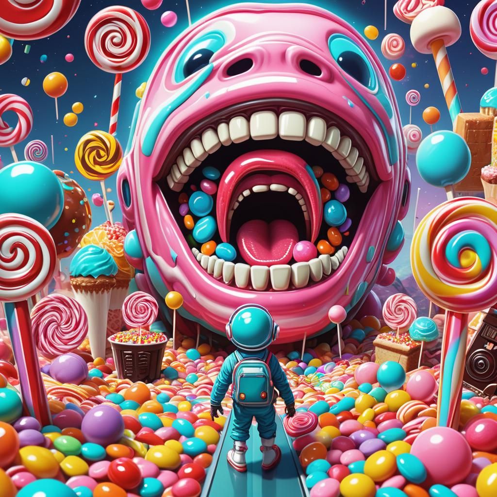 Sci-Fi Scene in Candy Art Style