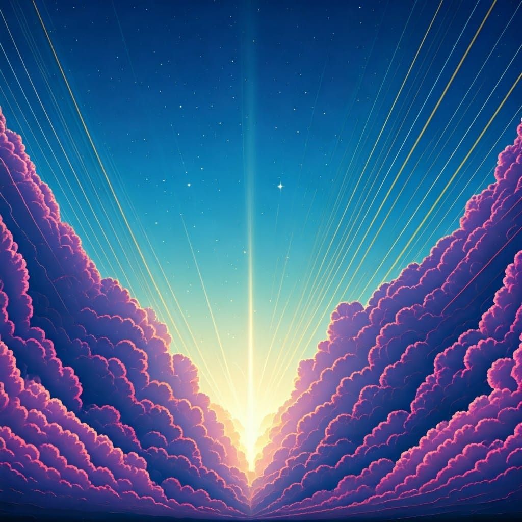 Astral Sky with Pink Clouds in Digital Painting