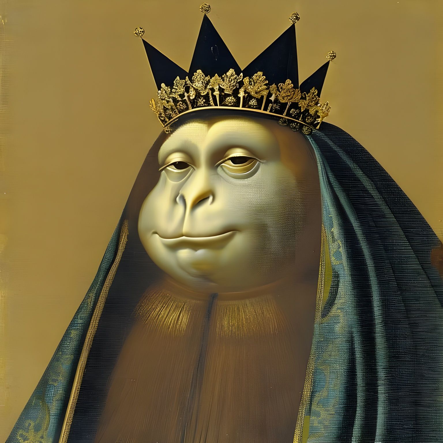 Regal Frog Portrait in Renaissance Style