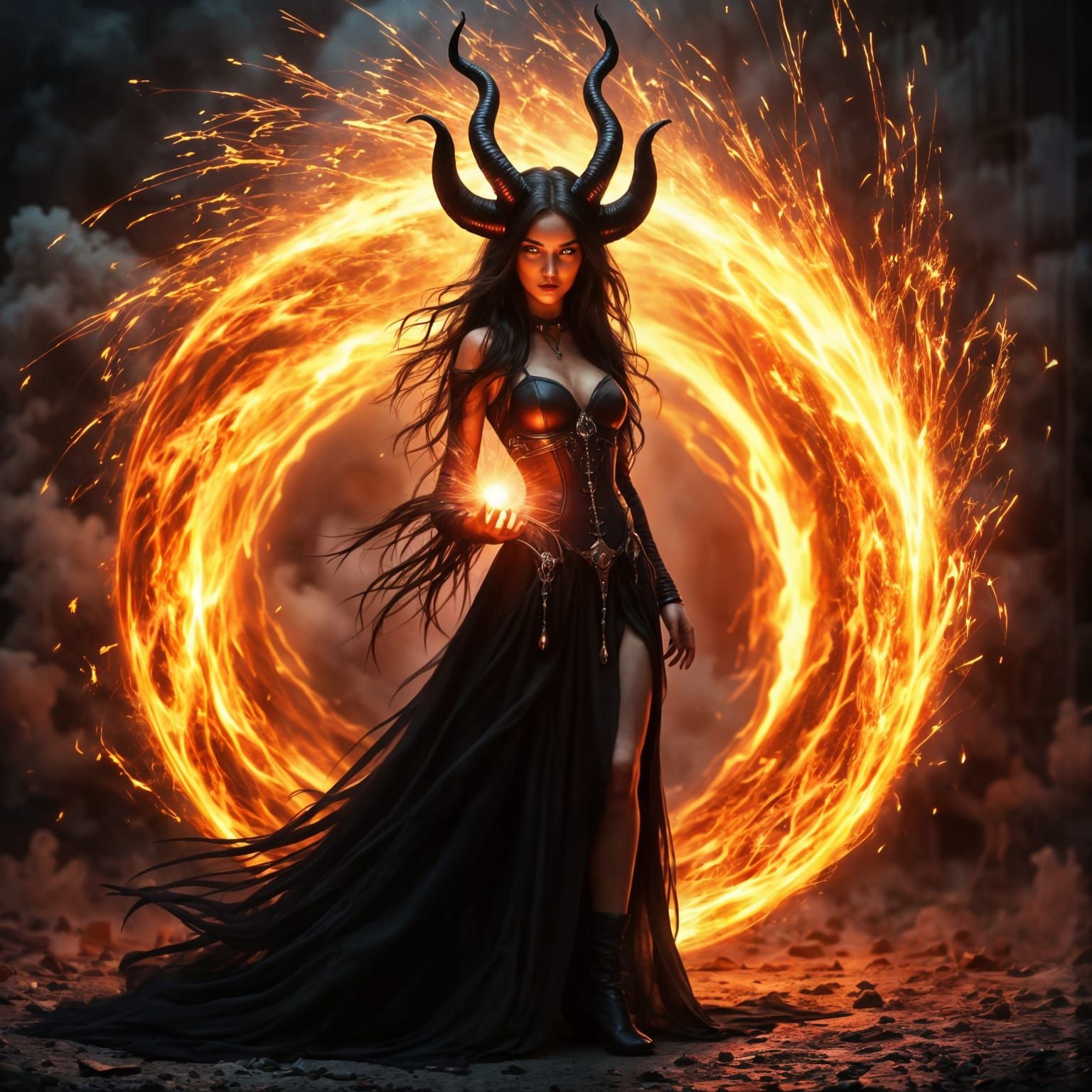 Dark Sorceress Unleashed in Cinematic Hyperrealism