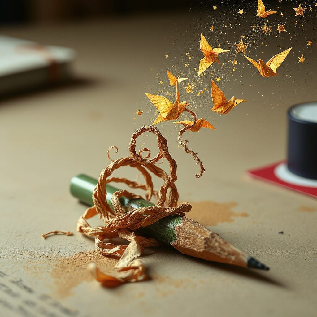 Pencil Transforms into Magical Galaxy Vines and Origami Bird...