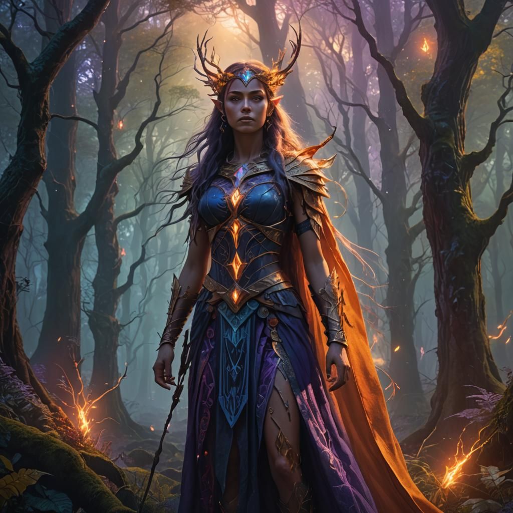 Mystical Forest Goddess with Elf Powers: Fantasy Art