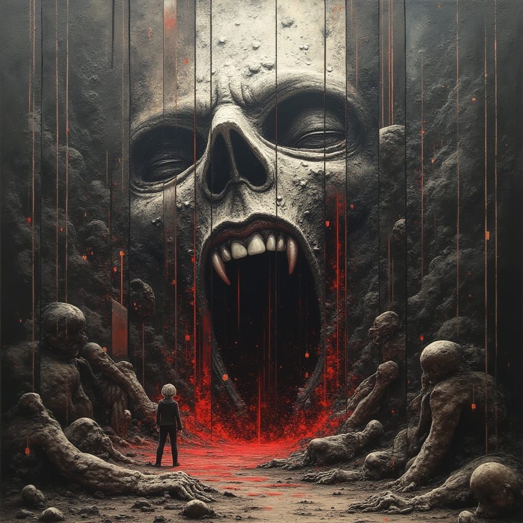 Distorted Horror Scene in Multiple Artistic Styles