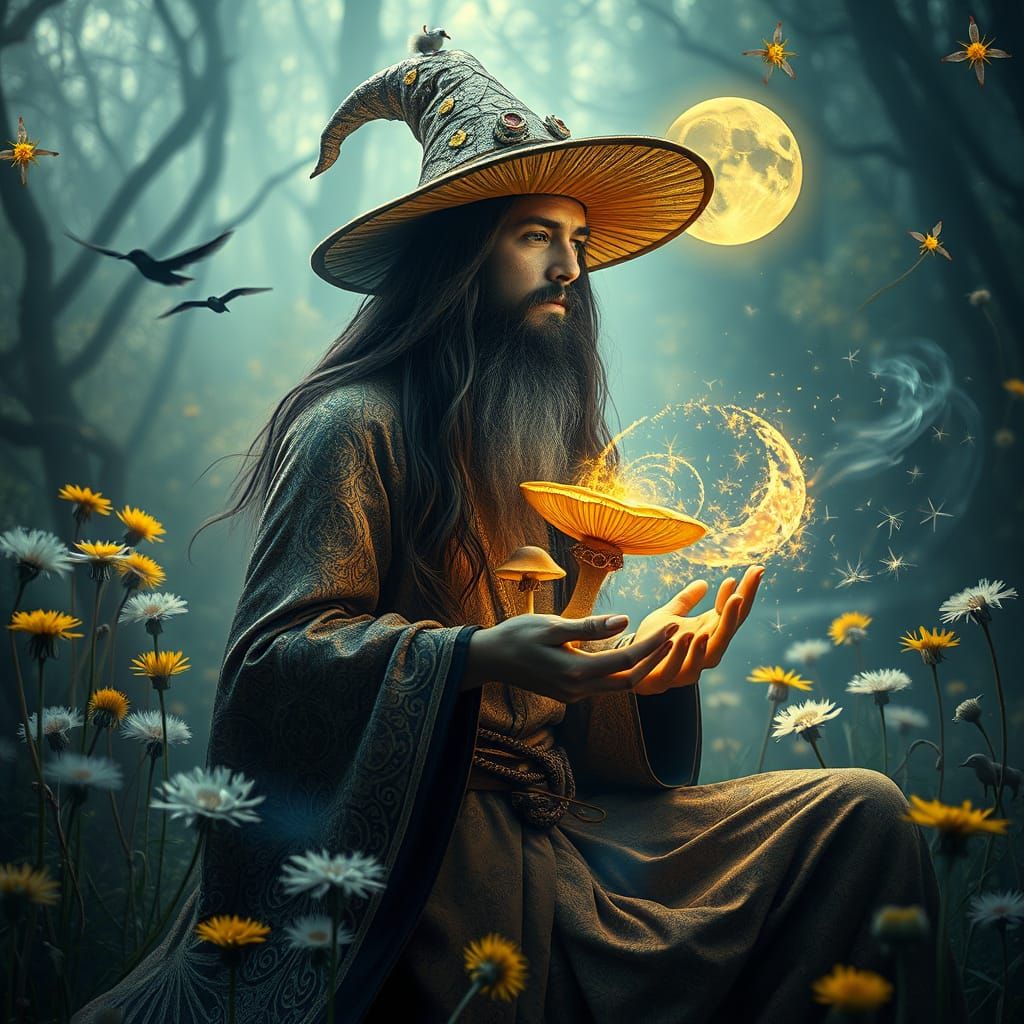 Mystical Wizard in Cosmic Surrealism