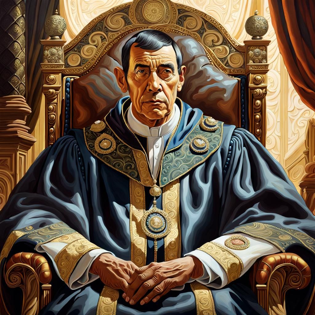 Vulcan President Portrait in Surrealist Oil Painting
