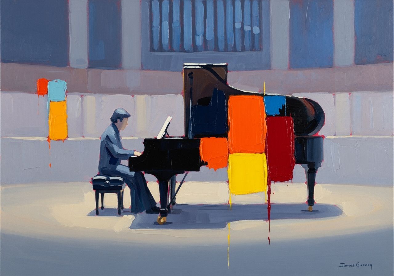 Abstract Piano Player in Concert Hall, Rothko Style