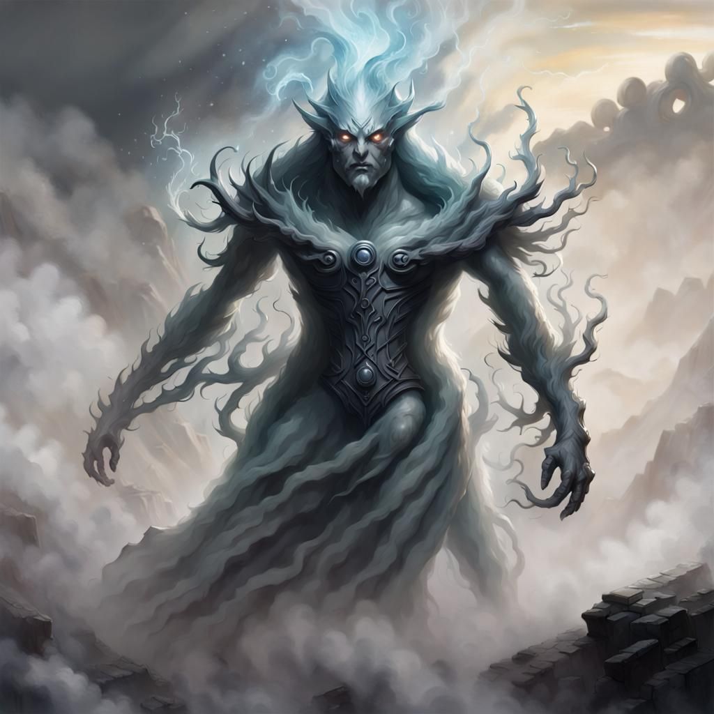 Ethereal Air Elemental Myrmidon in Dark Grey Smoke