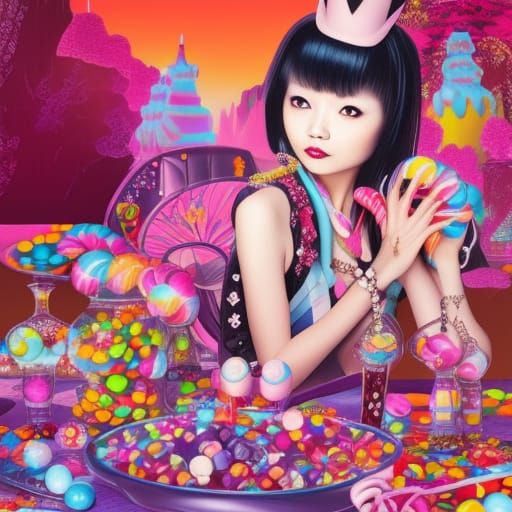 Gothic Woman's Visit to a Candy Wonderland