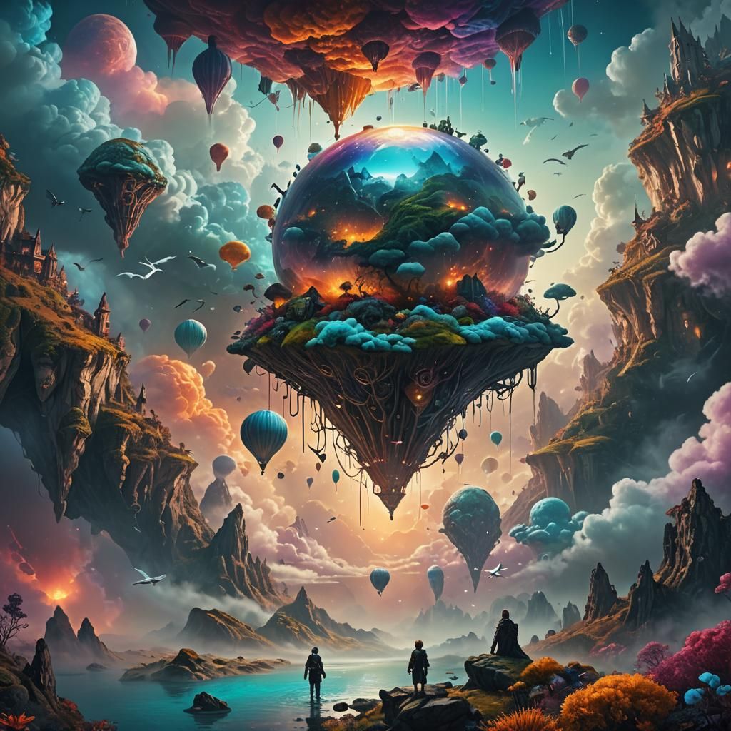 Dreamscape Fantasy: Ethereal Person in Surreal Landscape