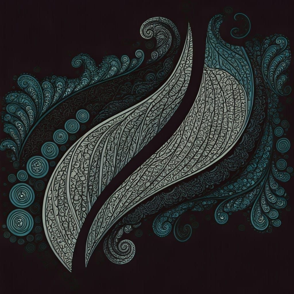 Abstract Vector Fractal with Zentangle Elements