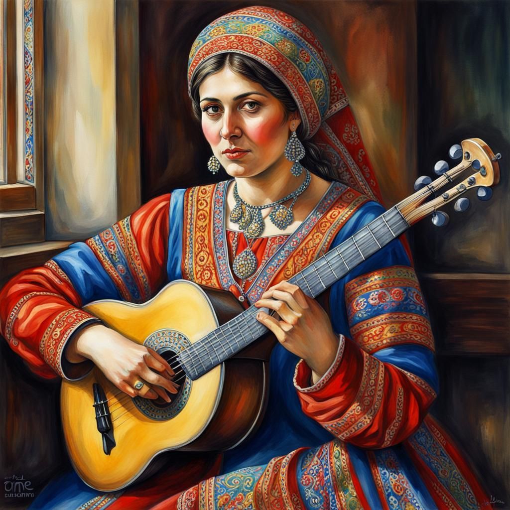 Armenian Woman playing music