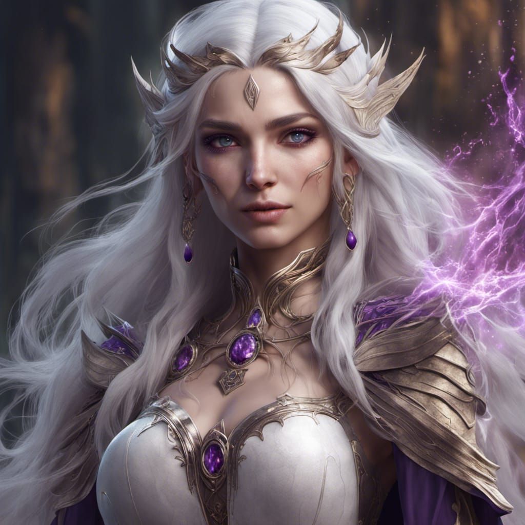 High Elf Sorceress with Scar, Digital Art