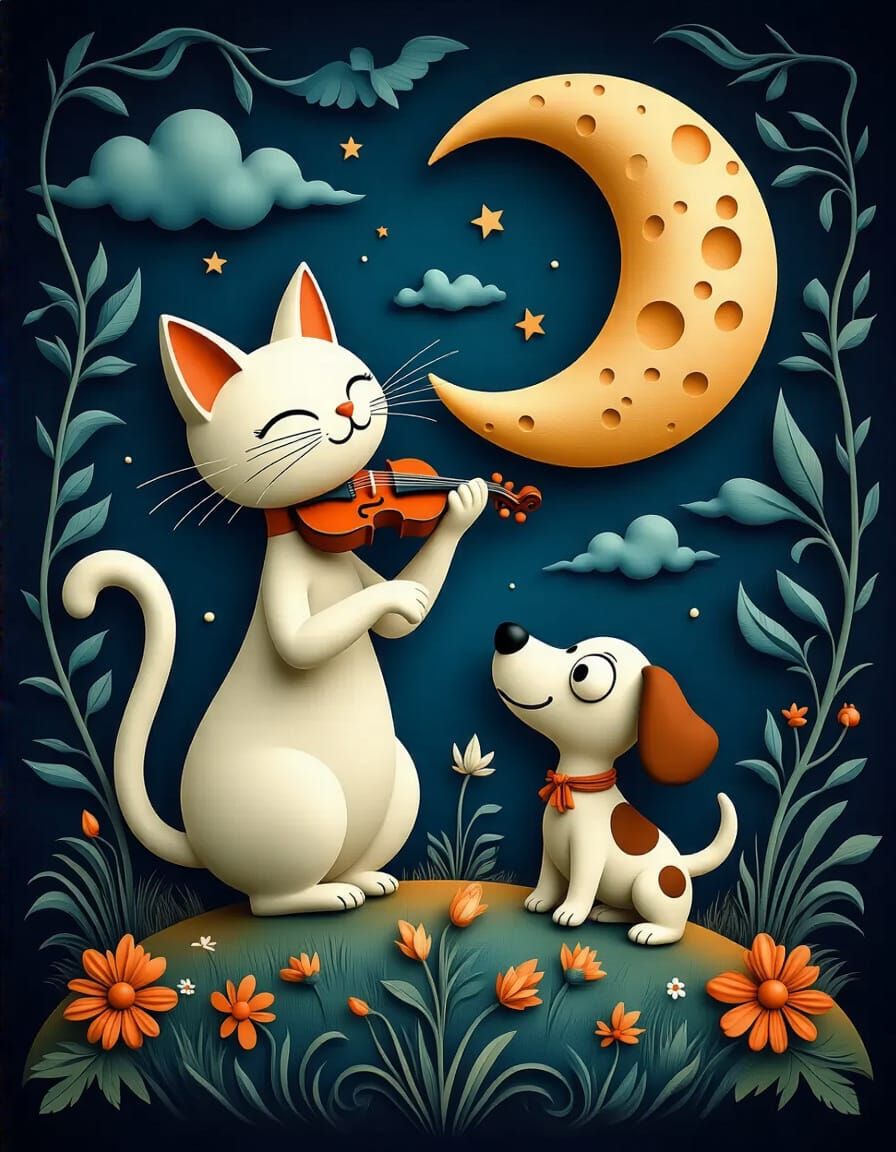 Hey Diddle Diddle Surreal 3D Cartoon