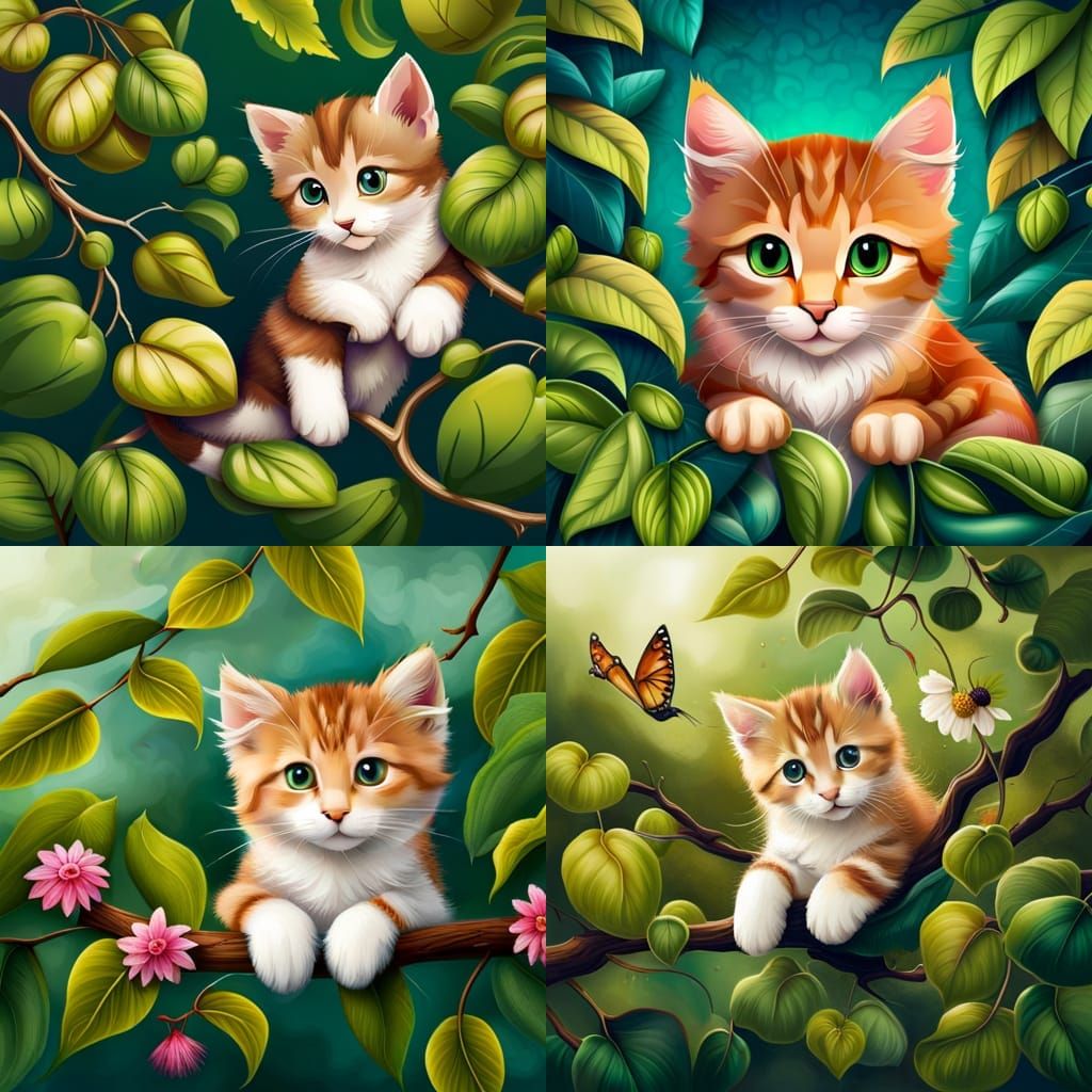 Vine-Covered Kitten: An Adorable Nature Portrait