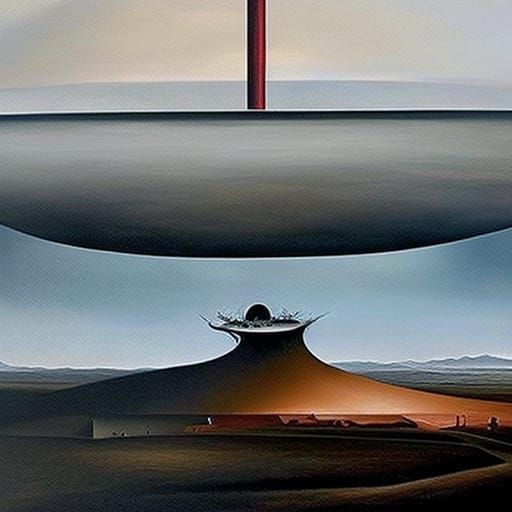 Inverted World: A Bleak Surrealist Painting