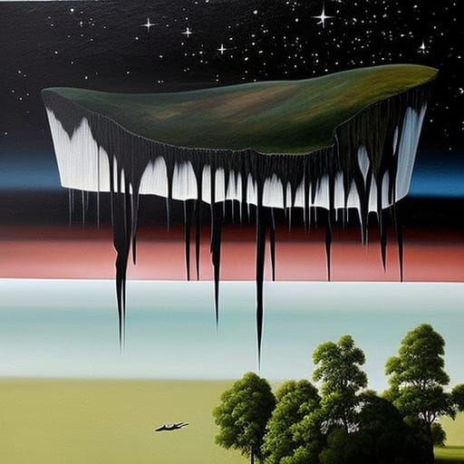 Bleak Surrealist Painting of an Upside-Down World