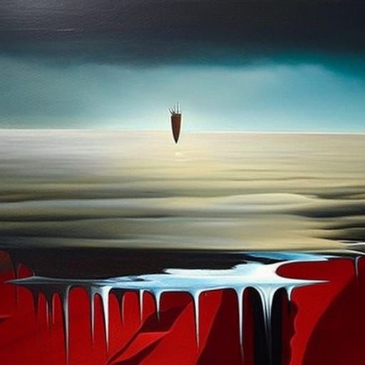 Inverted Reality: A Bleak Surrealist Painting