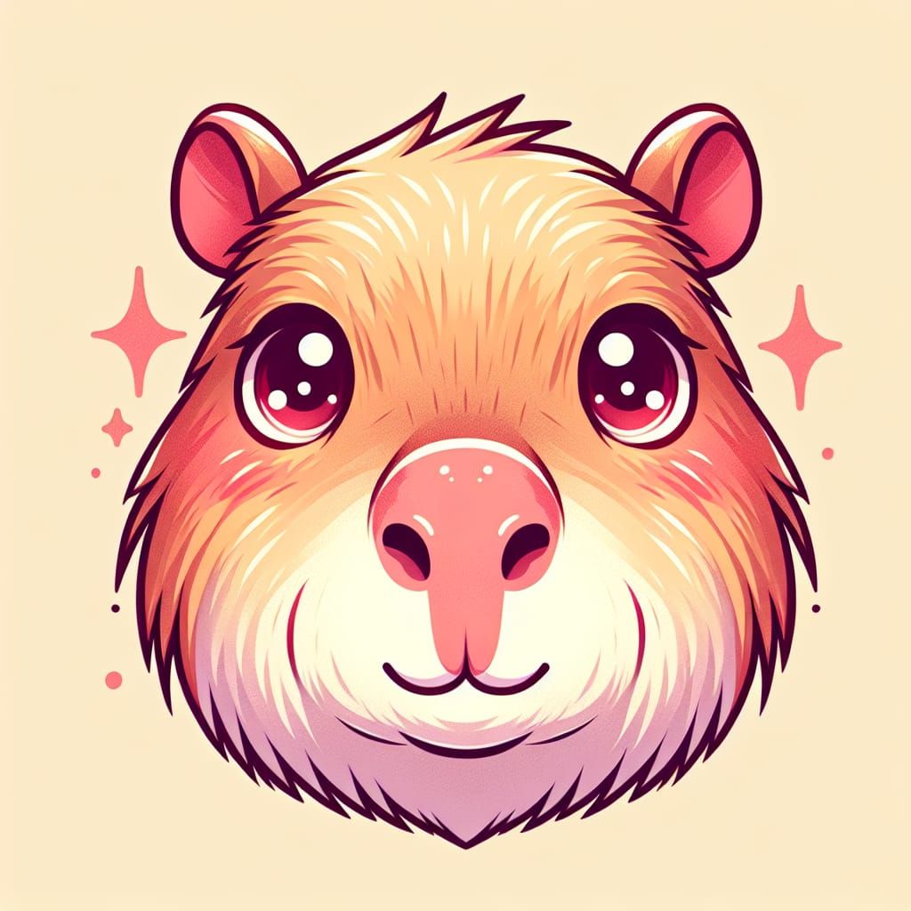 Cute Cartoon Capybara with Expressive Eyes