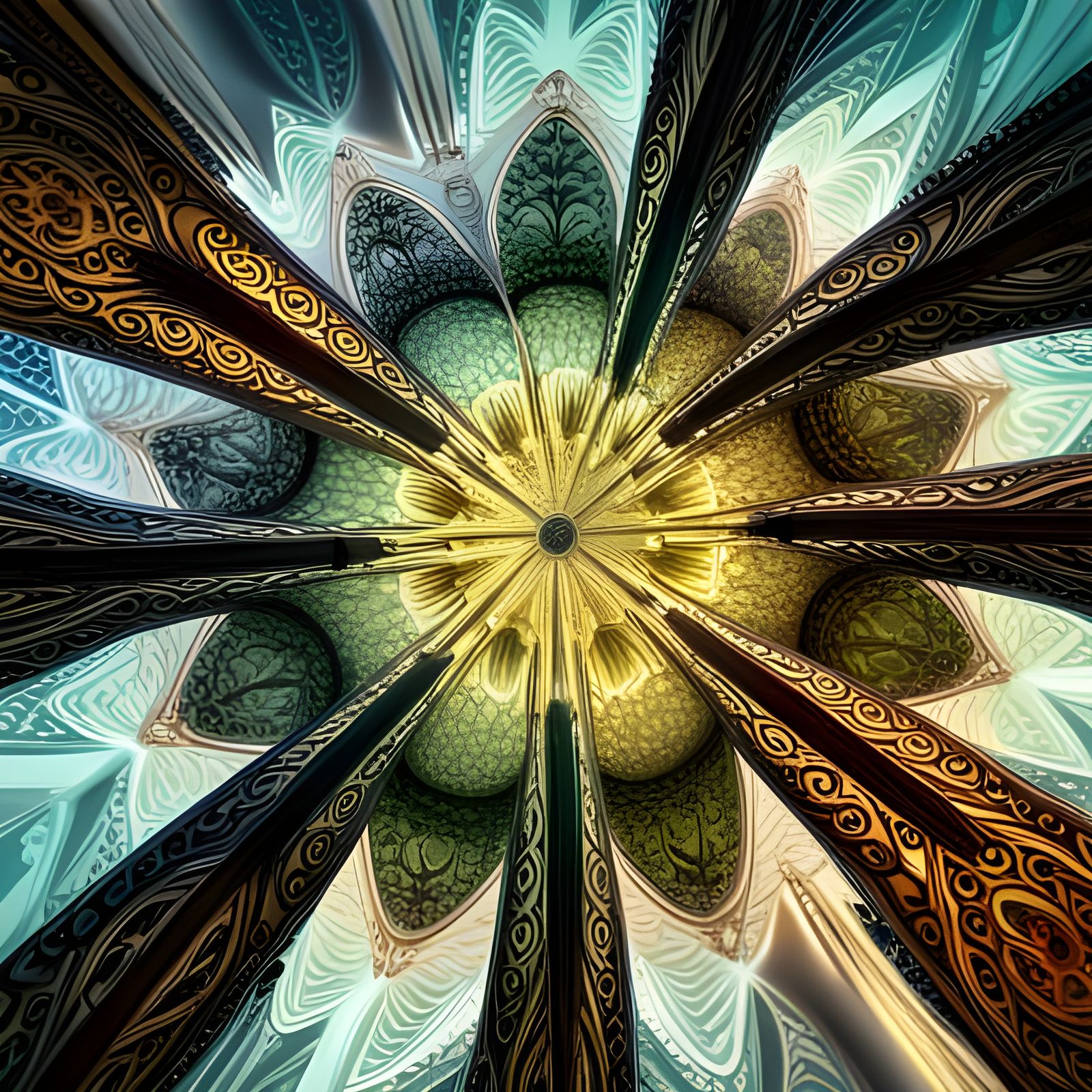 Detailed 3D Kaleidoscope Render in Octane Style