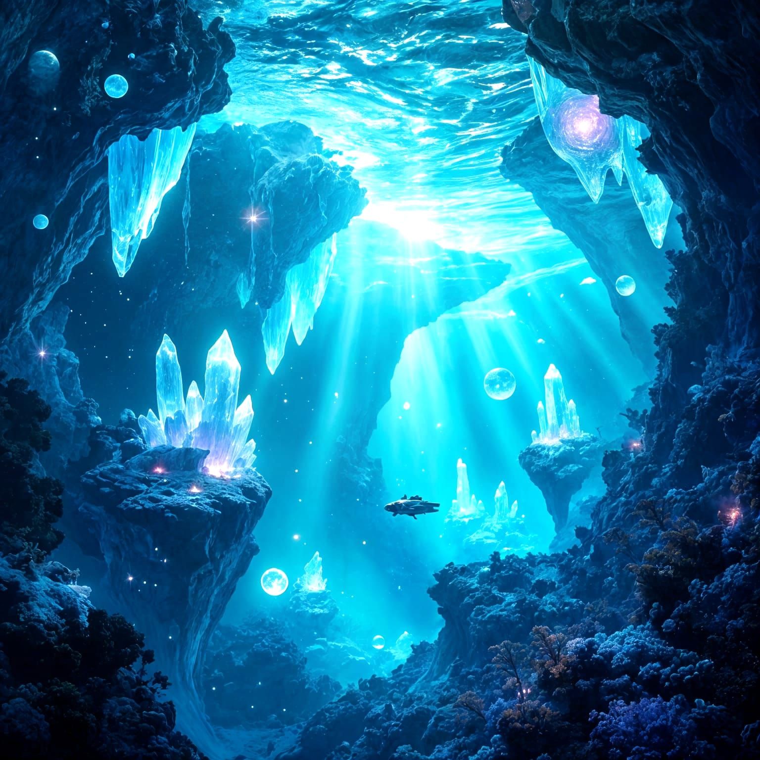 Bioluminescent Reef in Deep Space