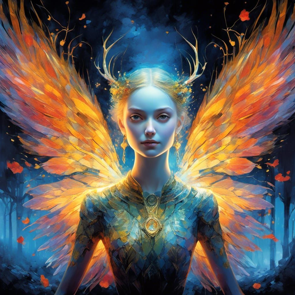 Luminescent Fairy in Midnight Garden: Romantic Fantasy