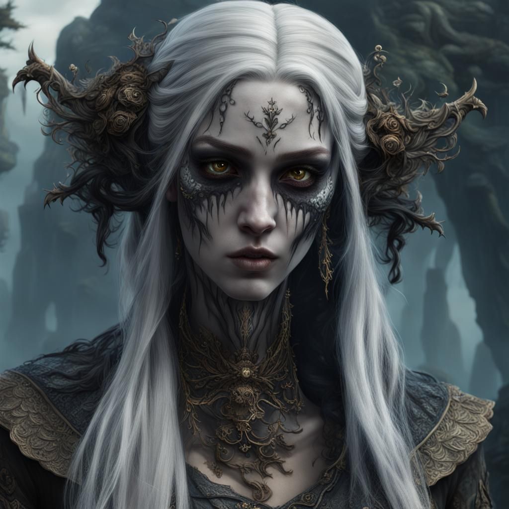 Gothic Beauty: A Girl's Dual-Faced Portrait