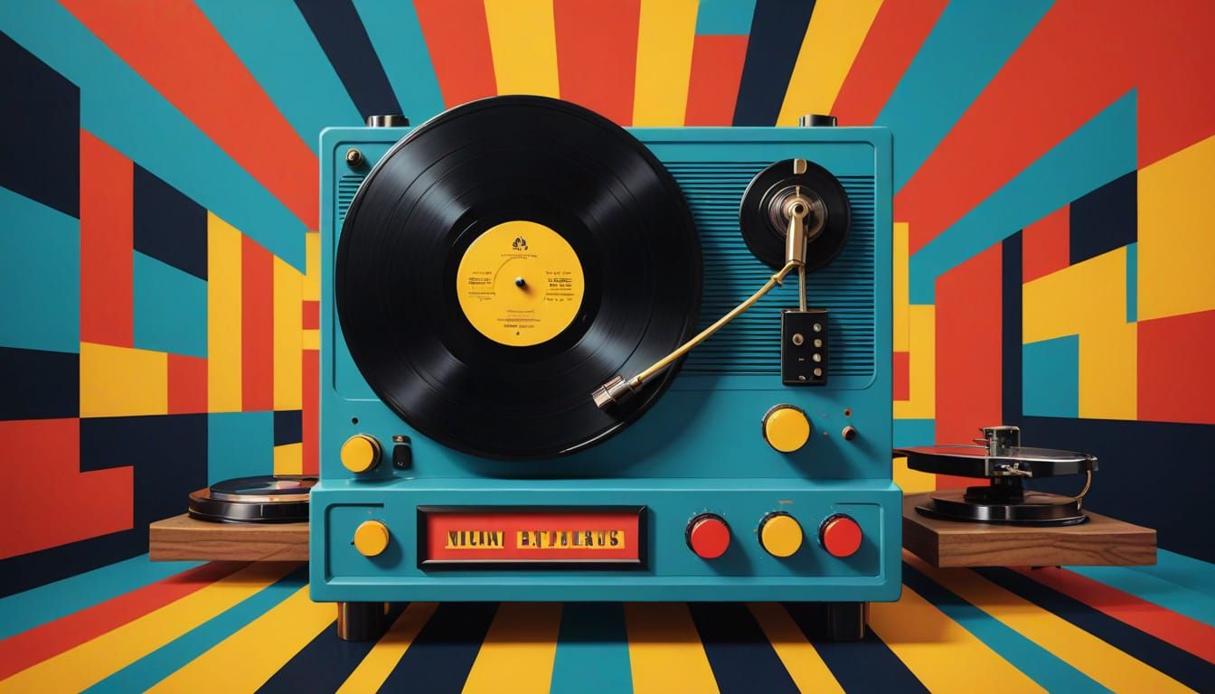 Psychedelic Vinyl Record Party in Bold Bauhaus Style