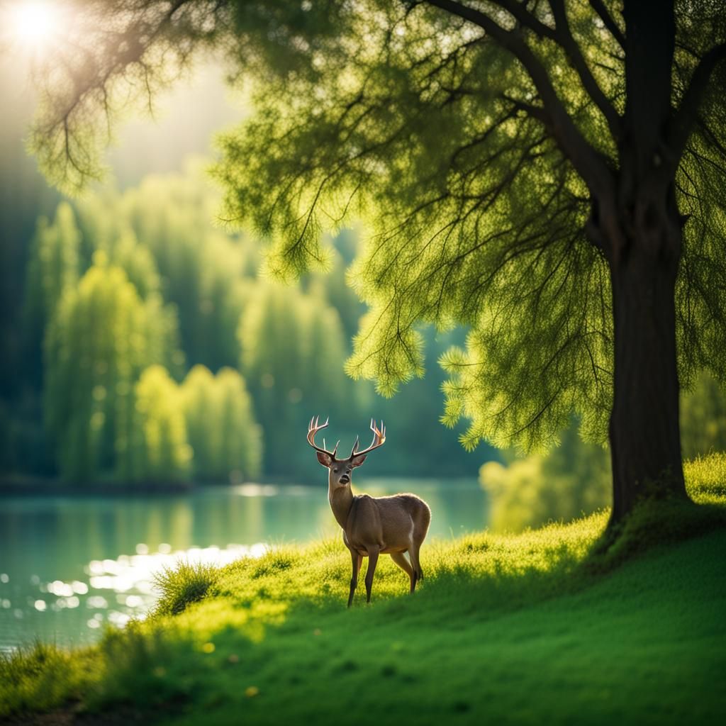 Deer in Snowy Mountain Landscape Photography