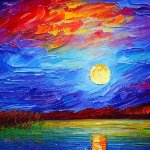 Moonlight in Neo-Impressionistic Expressionist Style