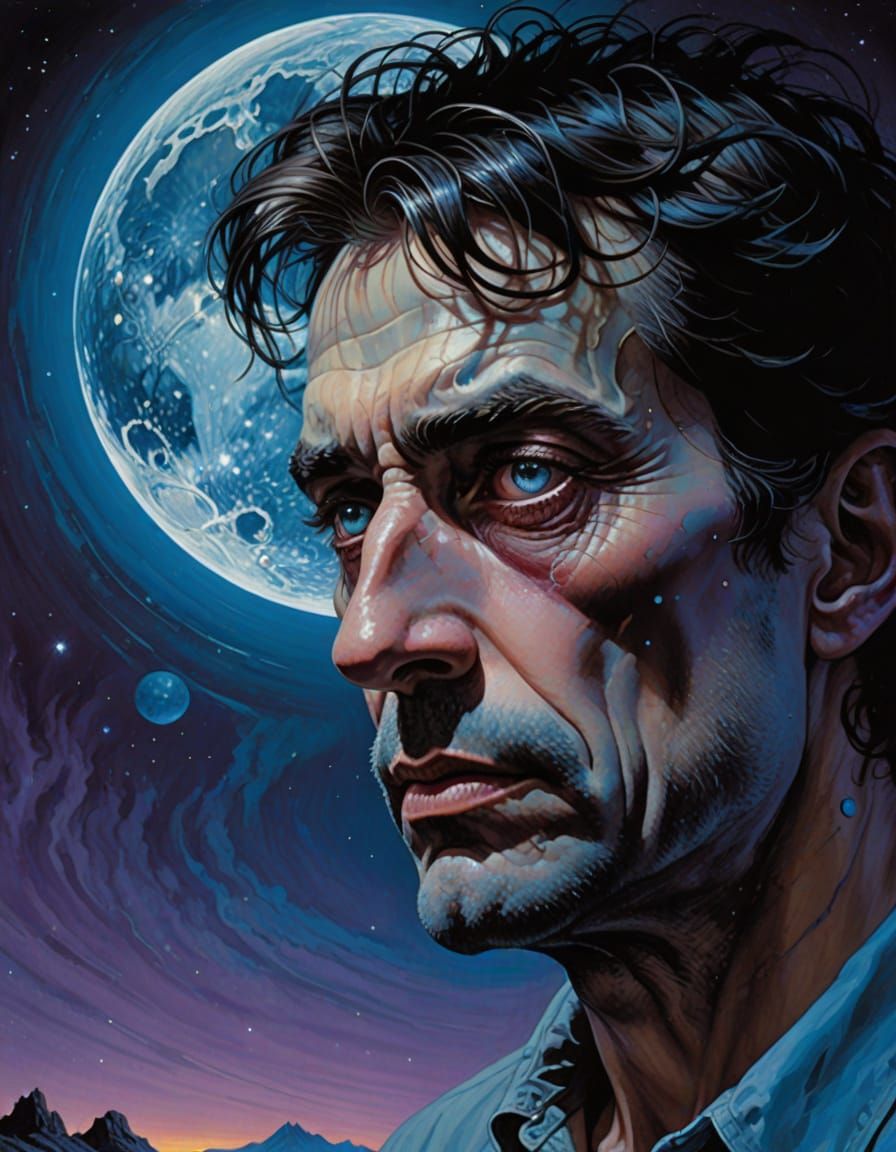 Surreal Man's Face in Hyperrealistic Oil Painting