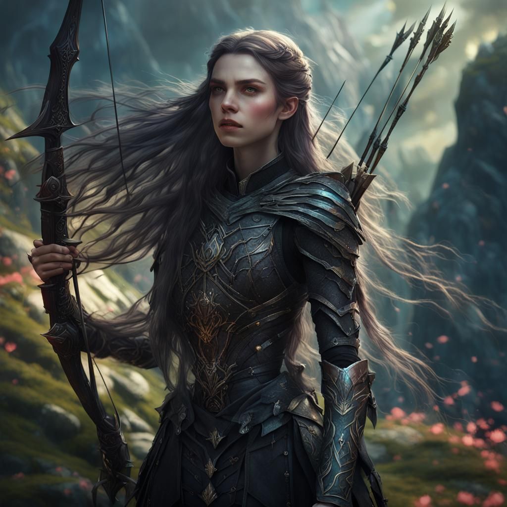Ethereal Elf Archer in a Fantasy World