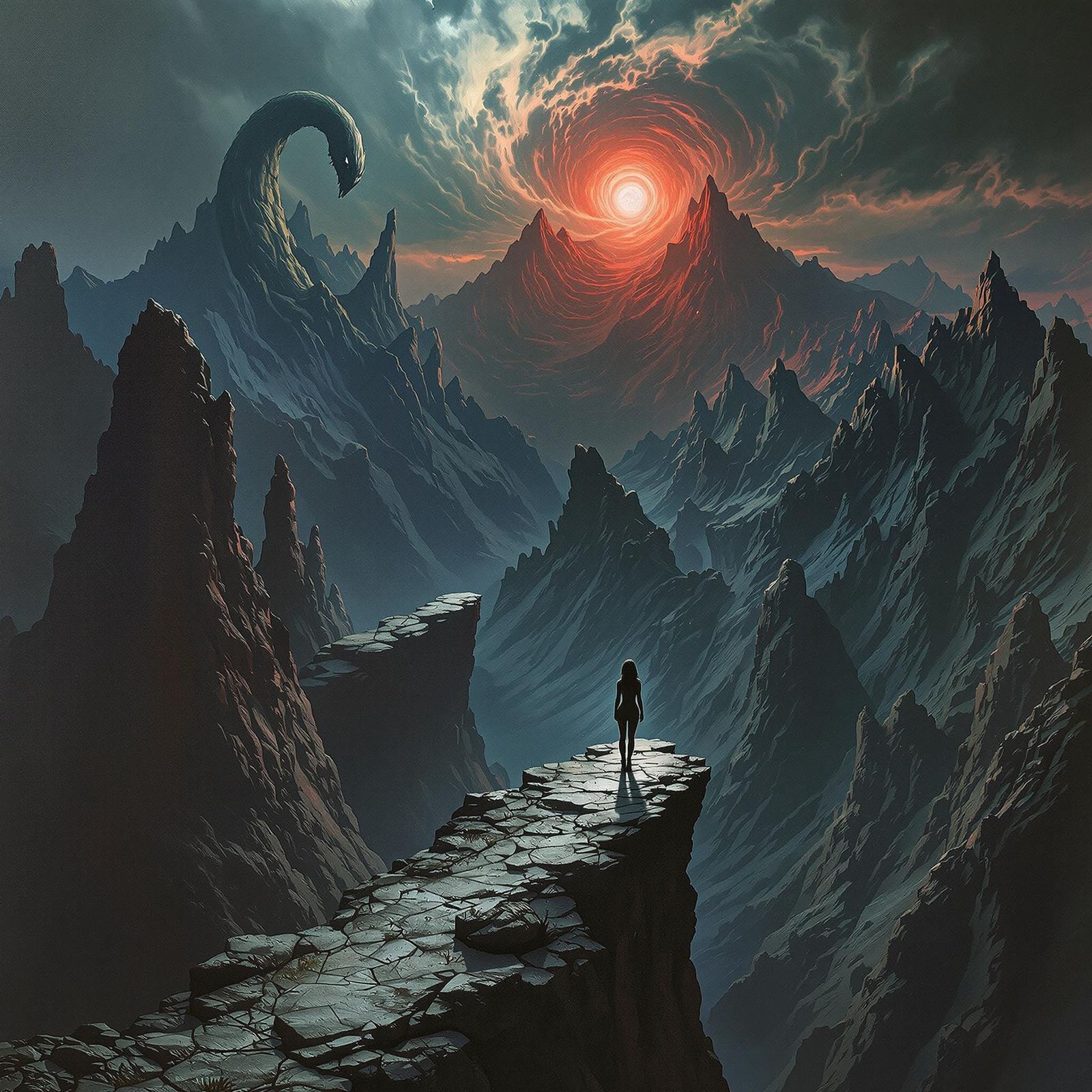 Dreamscapes of Descent: A Woman Faces the Abyss