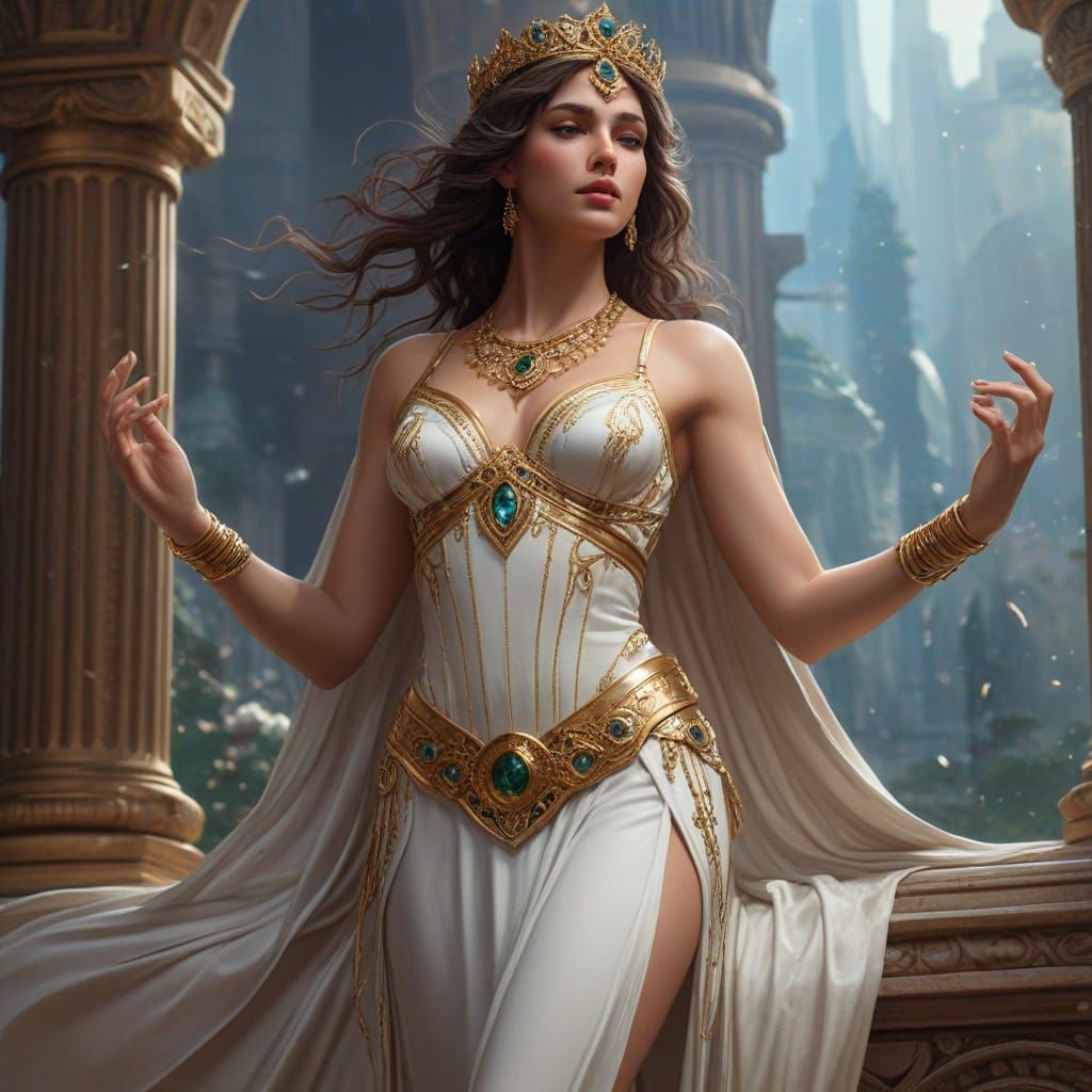 Regal Goddess of Olympus Radiates Strength and Elegance