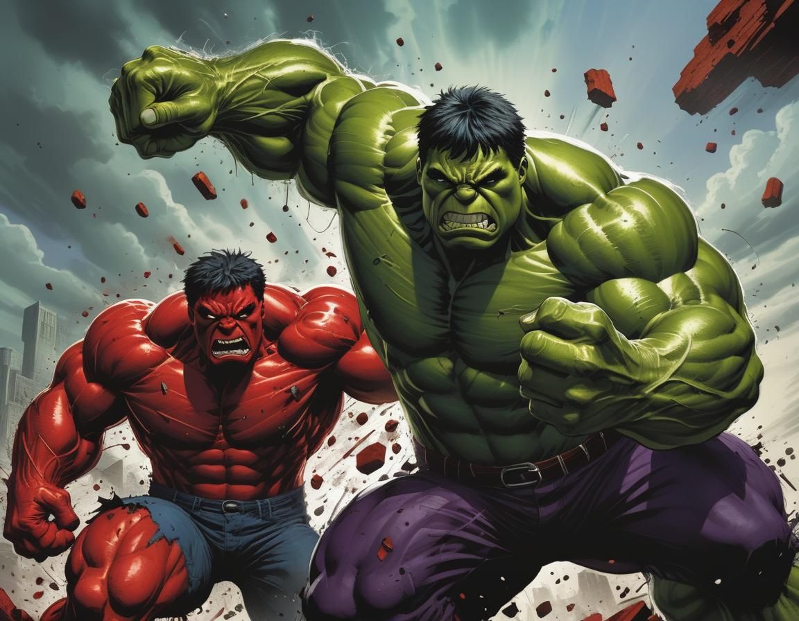 Incredible Hulk vs Red Hulk: Comic Book Art