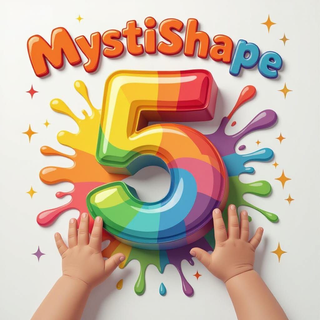 Playful Cartoon Hands with 3D Number Five