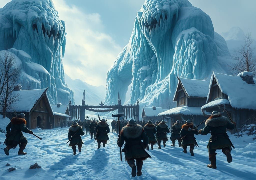Vikings Challenge Frost Giants: Epic Fantasy Battle