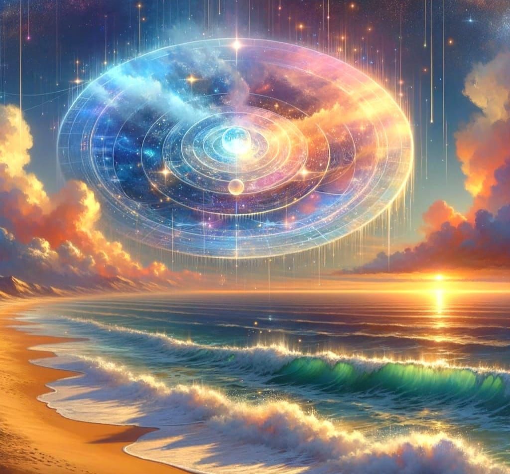 Ethereal Dawn on a Golden Sandy Shore