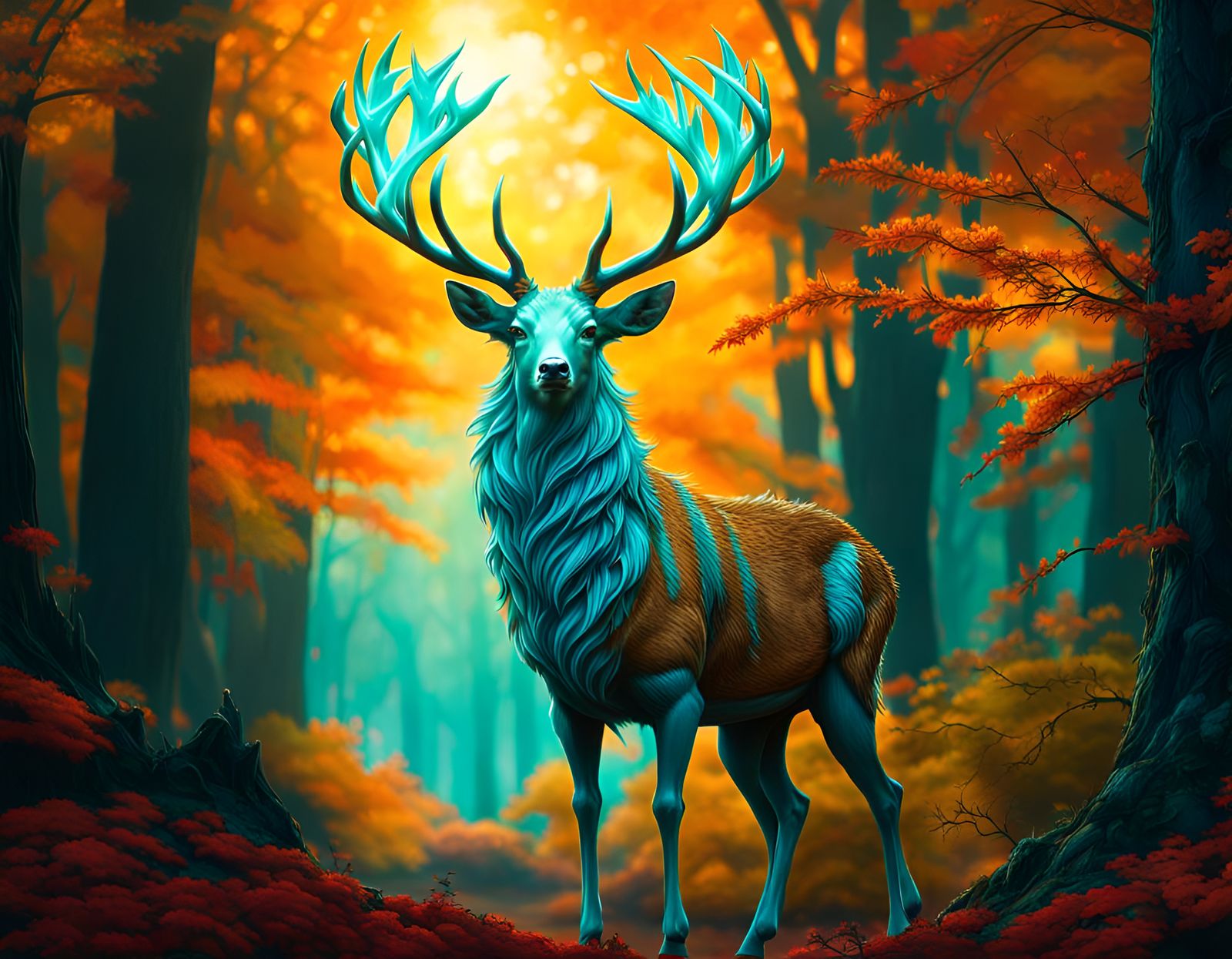 Bioluminescent Teal Stag in Pandora Forest