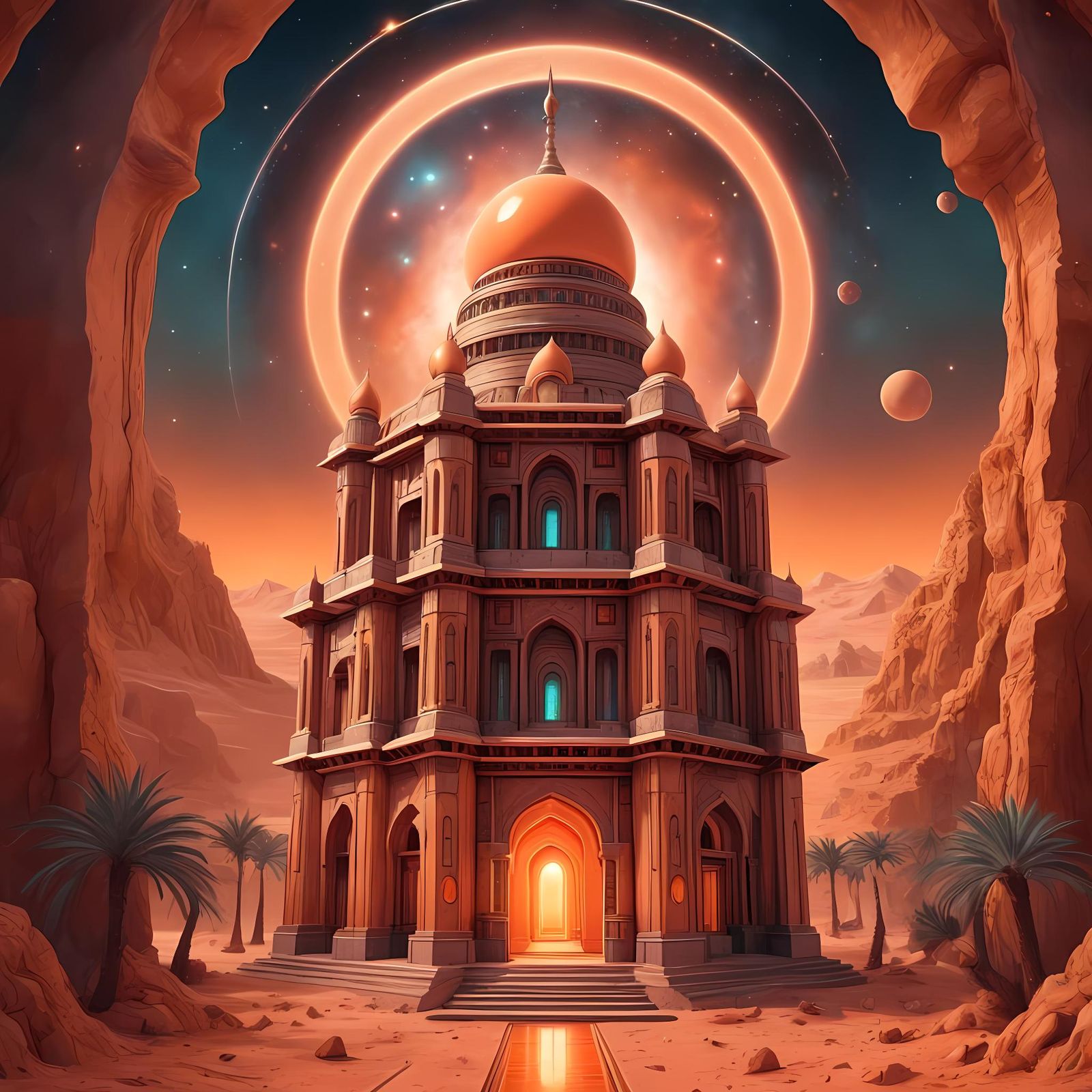 Mystical Middle Eastern Temple in Space