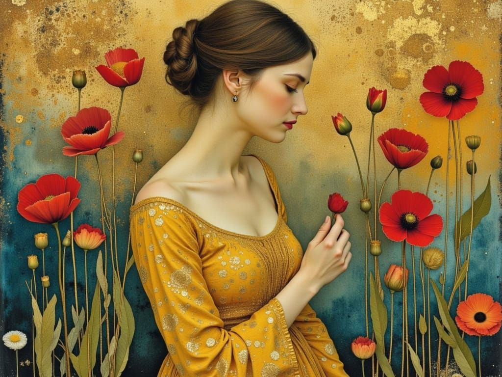 Ethereal Golden Goddess in Vibrant Impressionist Style