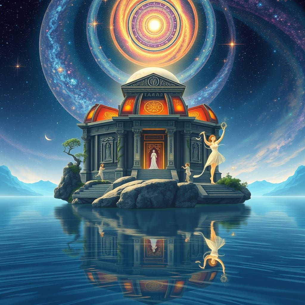Ancient Temple Rises Among Starry Skies in a Dazzling Art De...