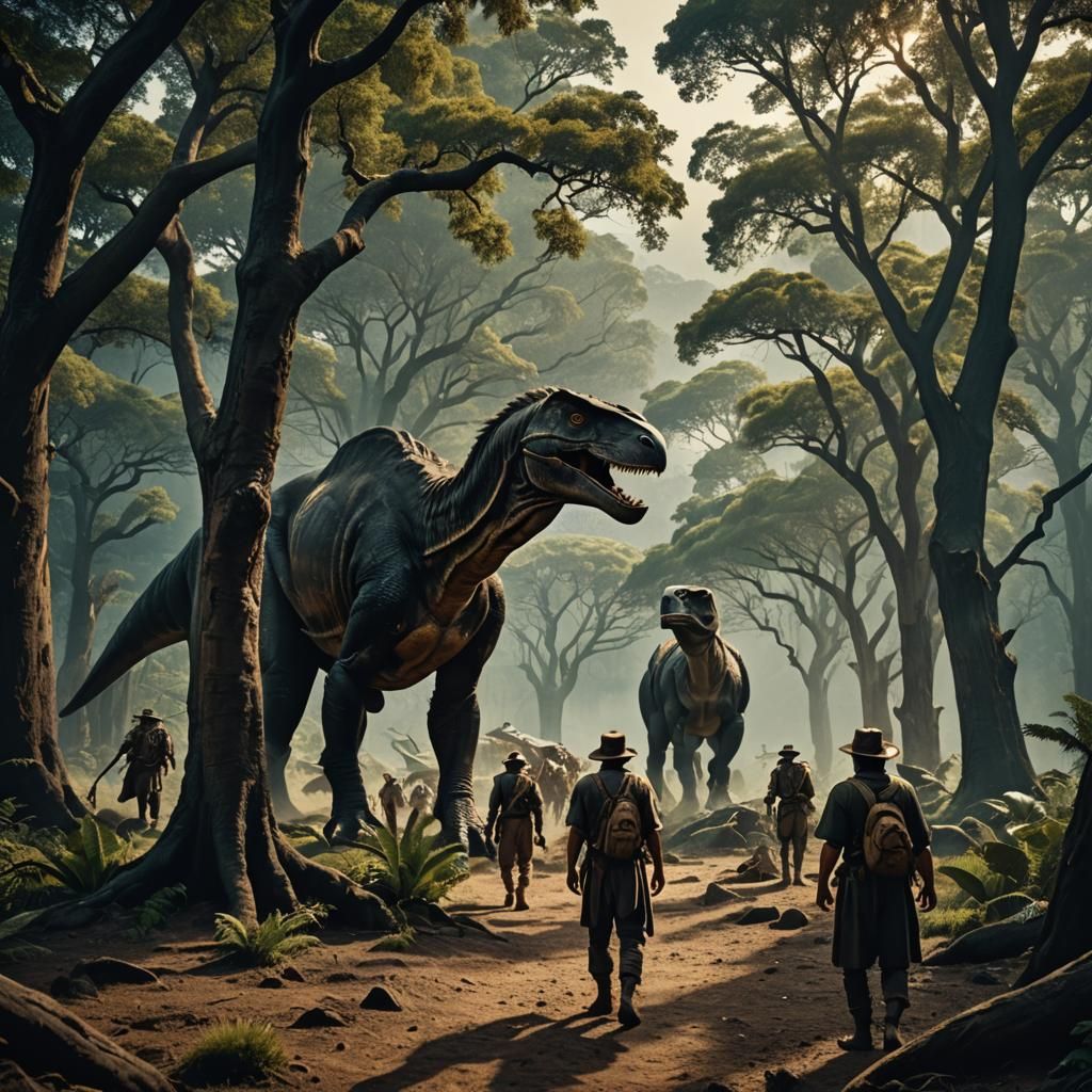 Epic Ancient World with Giant Figures: Cinematic Film Still