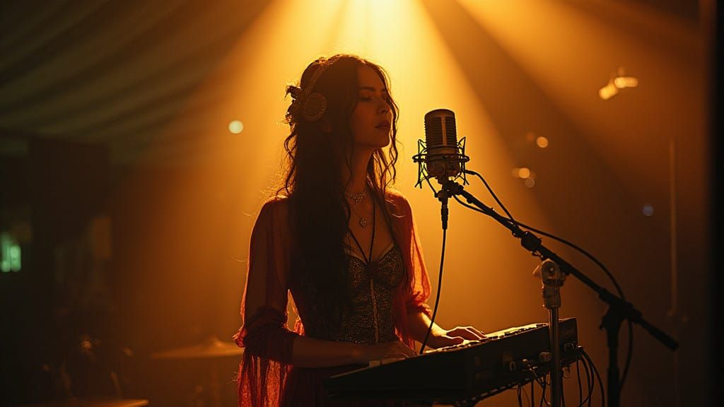 Mystical Gypsy Songstress in Golden Light