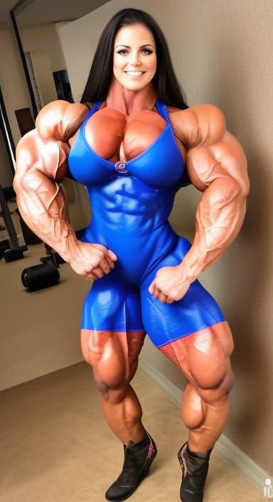 full body photo of, handsome beautiful face, beastly massive muscular amazon female bodybuilder muscle woman with large ...