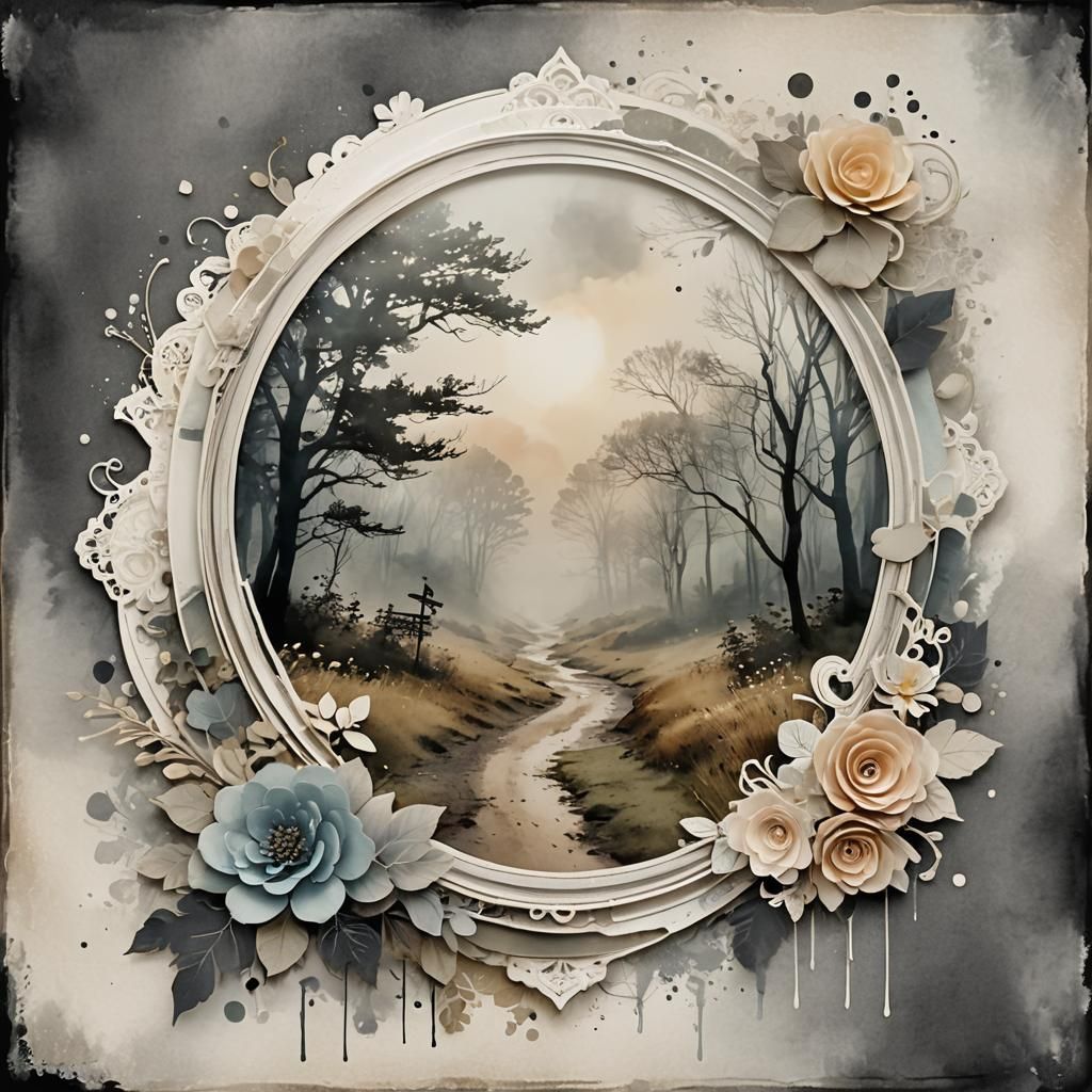 Magical Anime Design in Digital Scrapbook Style